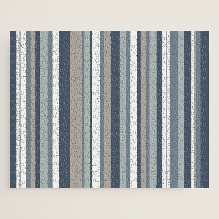 Vertical Stripes in Neutral Blue Gray Shades Jigsaw Puzzle Gallery Image 1