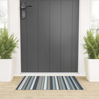 Vertical Stripes in Neutral Blue Gray Shades Welcome Mat Gallery Image 3