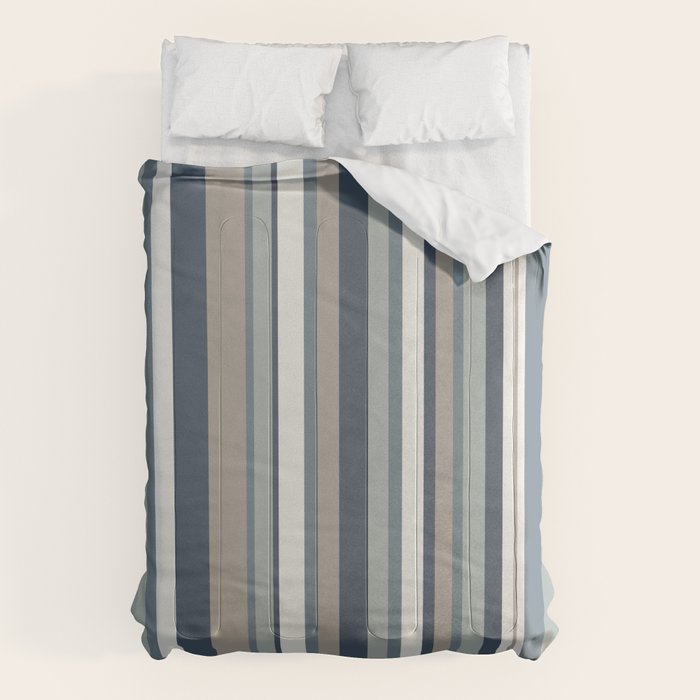 Vertical Stripes in Neutral Blue Gray Shades Comforter Gallery Image 1
