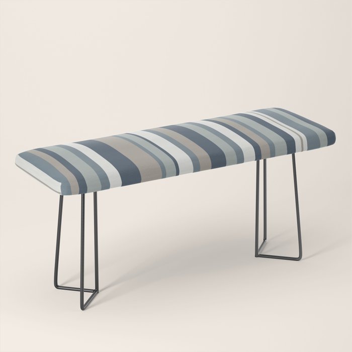 Vertical Stripes in Neutral Blue Gray Shades Bench Gallery Image 1