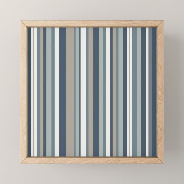 Vertical Stripes in Neutral Blue Gray Shades Mini Art Print Gallery Image 1