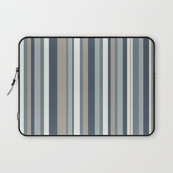 Vertical Stripes in Neutral Blue Gray Shades Laptop Sleeve Gallery Image 1