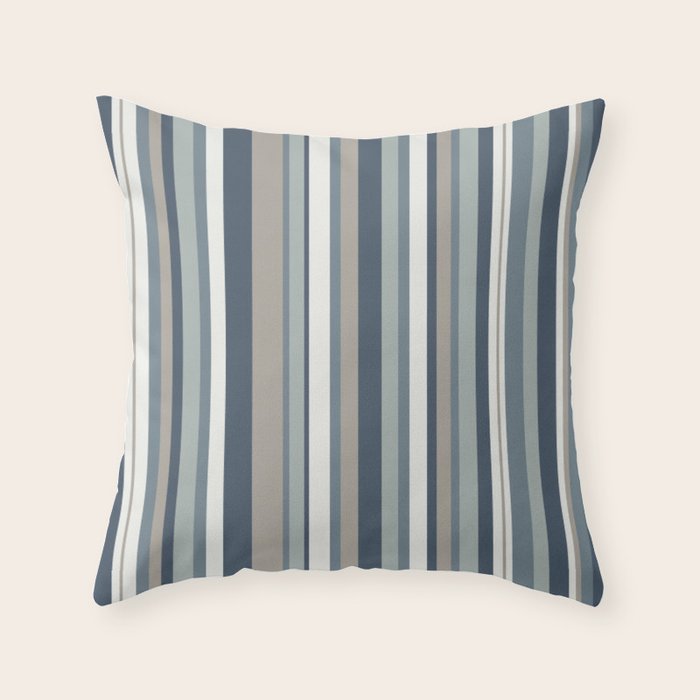 Vertical Stripes in Neutral Blue Gray Shades Throw Pillow Gallery Image 1
