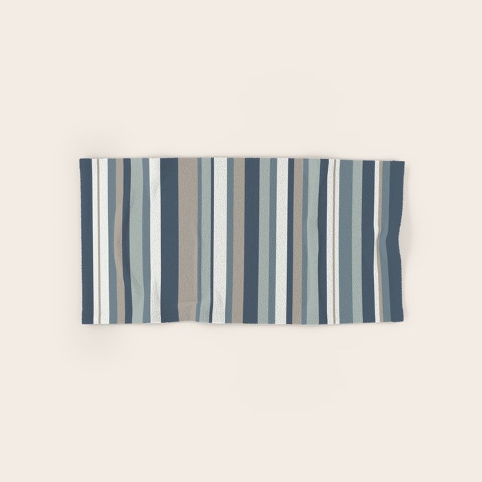 Vertical Stripes in Neutral Blue Gray Shades Bath Towel Gallery Image 1
