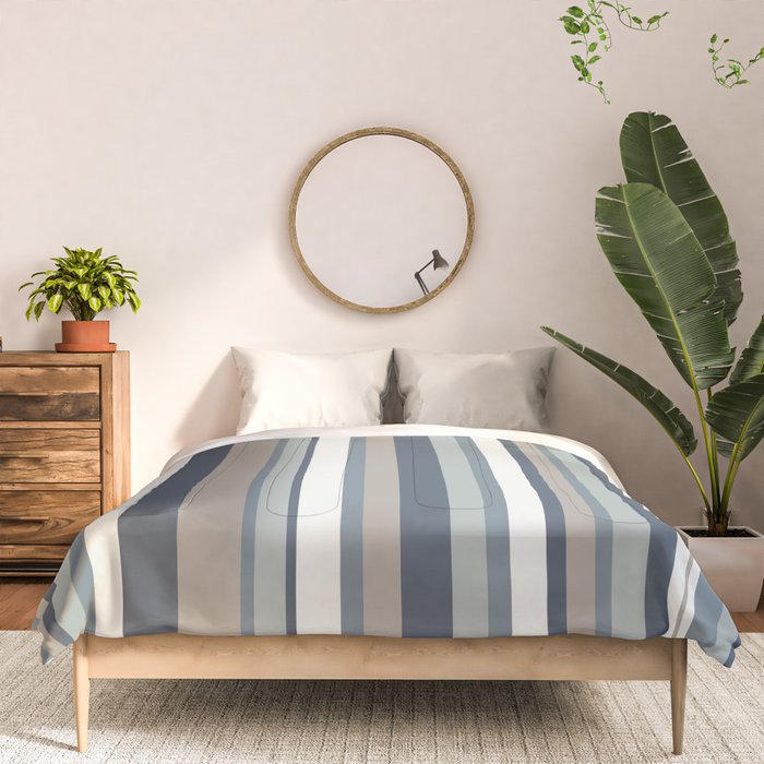 Vertical Stripes in Neutral Blue Gray Shades Comforter Gallery Image 3