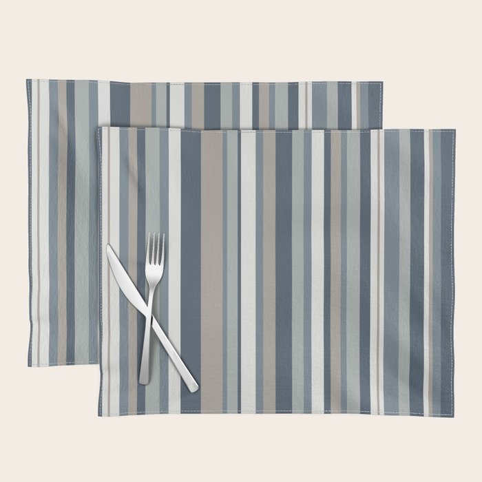 Vertical Stripes in Neutral Blue Gray Shades Placemat Gallery Image 1