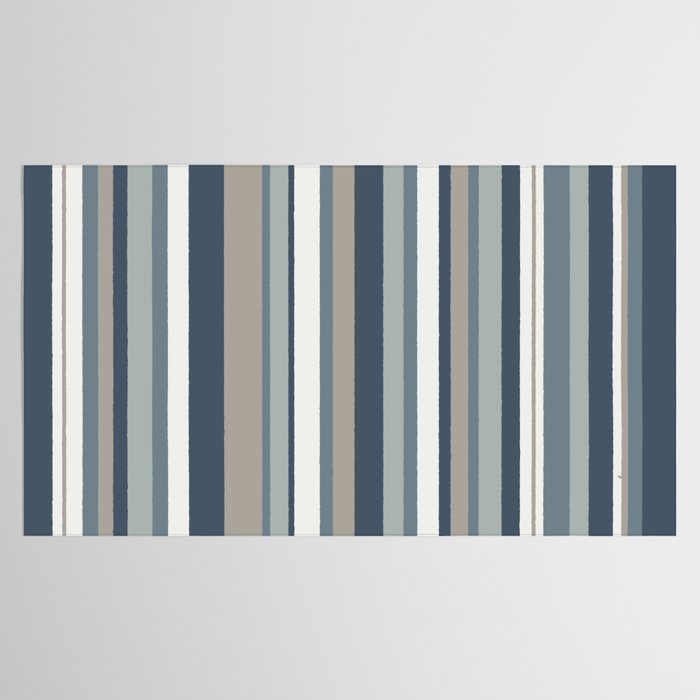 Vertical Stripes in Neutral Blue Gray Shades Tablecloth Gallery Image 2