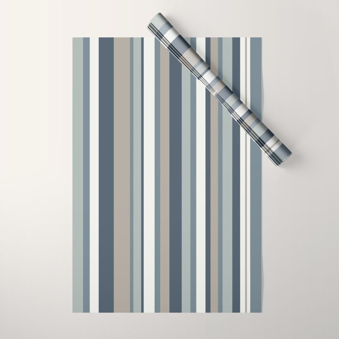 Vertical Stripes in Neutral Blue Gray Shades Wrapping Paper Gallery Image 1