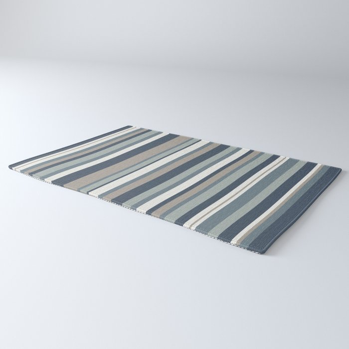 Vertical Stripes in Neutral Blue Gray Shades Rug Gallery Image 3