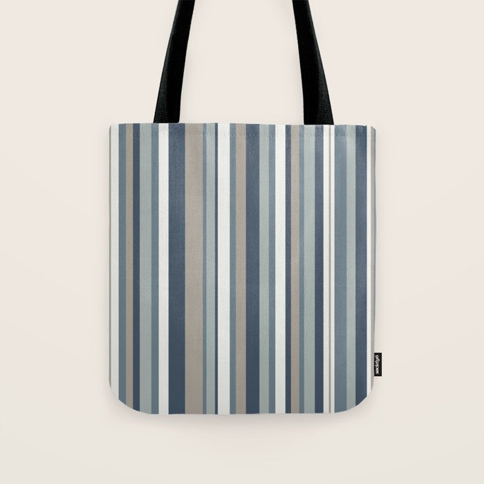 Vertical Stripes in Neutral Blue Gray Shades Tote Bag Gallery Image 1