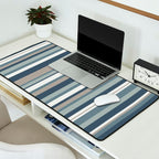 Vertical Stripes in Neutral Blue Gray Shades Desk Mat Gallery Image 2