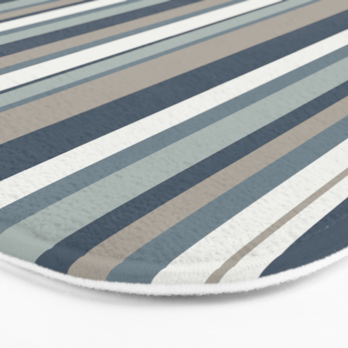 Vertical Stripes in Neutral Blue Gray Shades Bath Mat Gallery Image 3