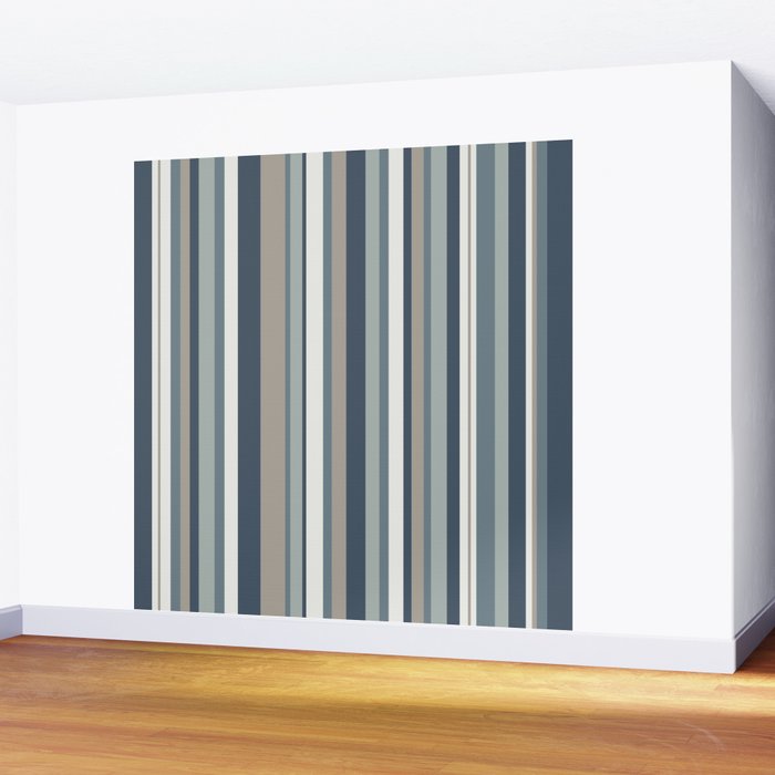 Vertical Stripes in Neutral Blue Gray Shades Wall Mural Gallery Image 2