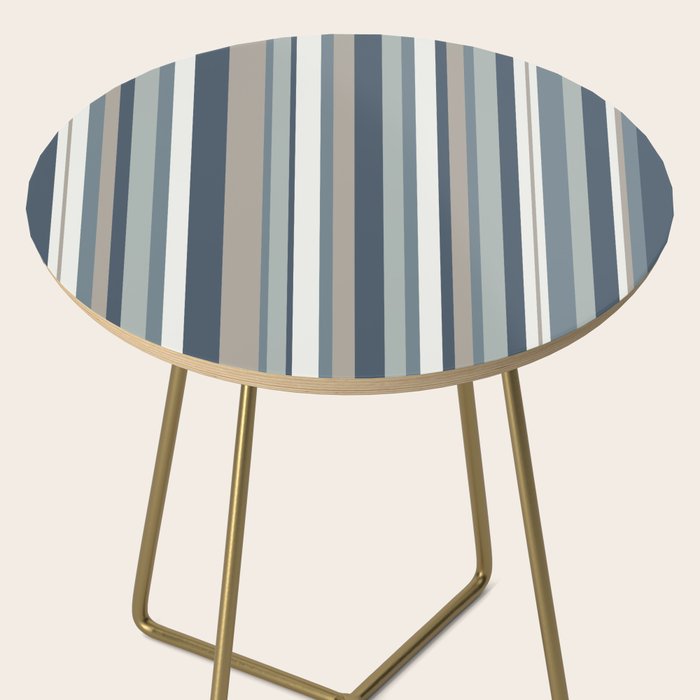 Vertical Stripes in Neutral Blue Gray Shades Side Table Gallery Image 2