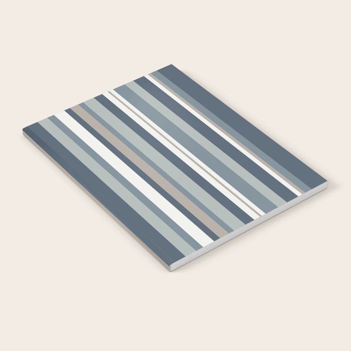 Vertical Stripes in Neutral Blue Gray Shades Notebook Gallery Image 1