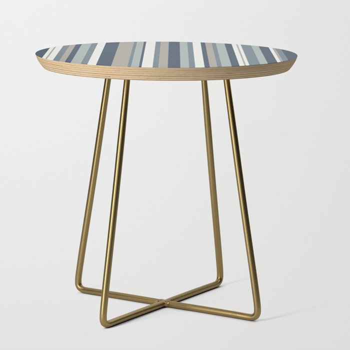 Vertical Stripes in Neutral Blue Gray Shades Side Table Gallery Image 1