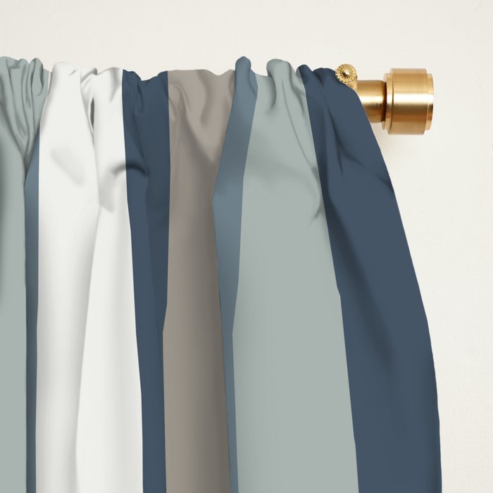 Vertical Stripes in Neutral Blue Gray Shades Window Curtain Gallery Image 2