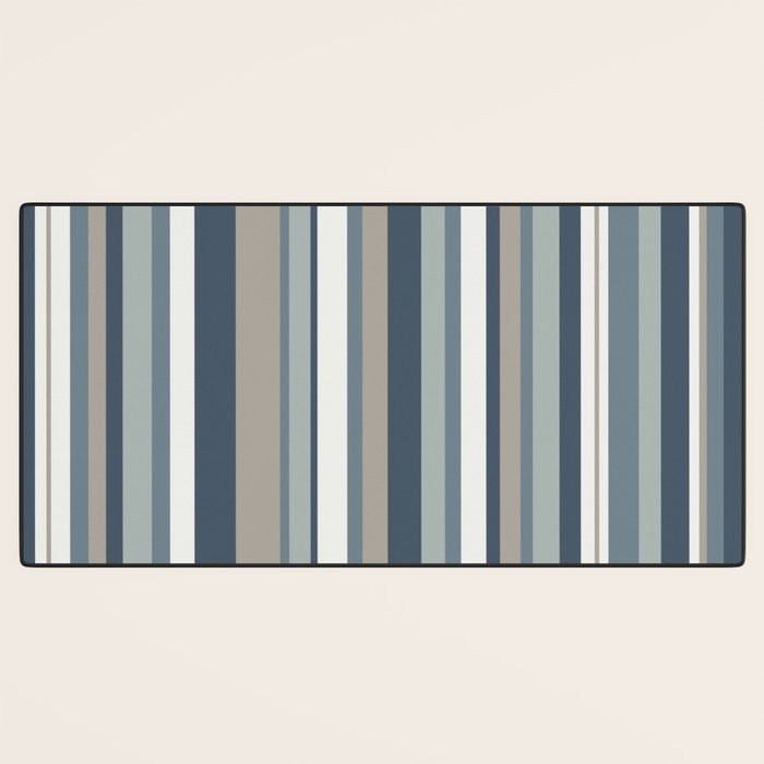 Vertical Stripes in Neutral Blue Gray Shades Desk Mat Gallery Image 3