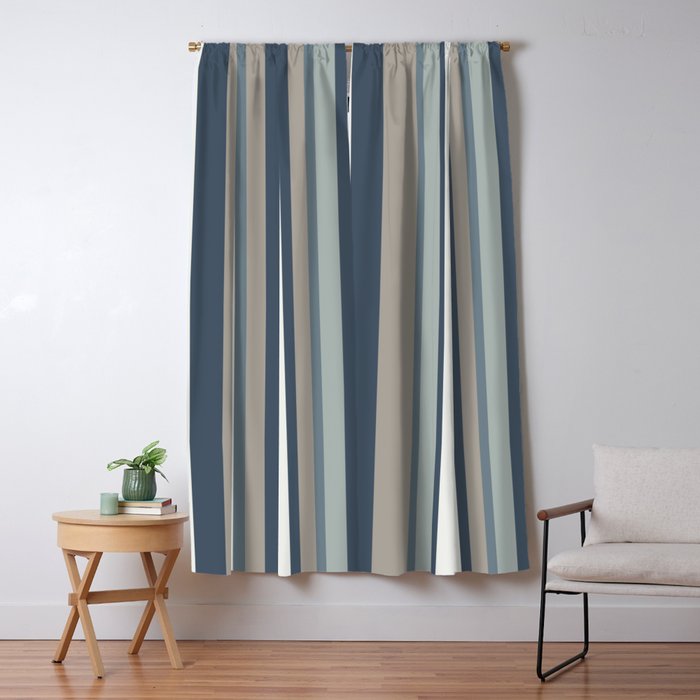 Vertical Stripes in Neutral Blue Gray Shades Window Curtain Gallery Image 1