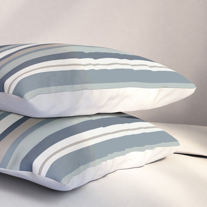 Vertical Stripes in Neutral Blue Gray Shades Pillow Sham Gallery Image 3