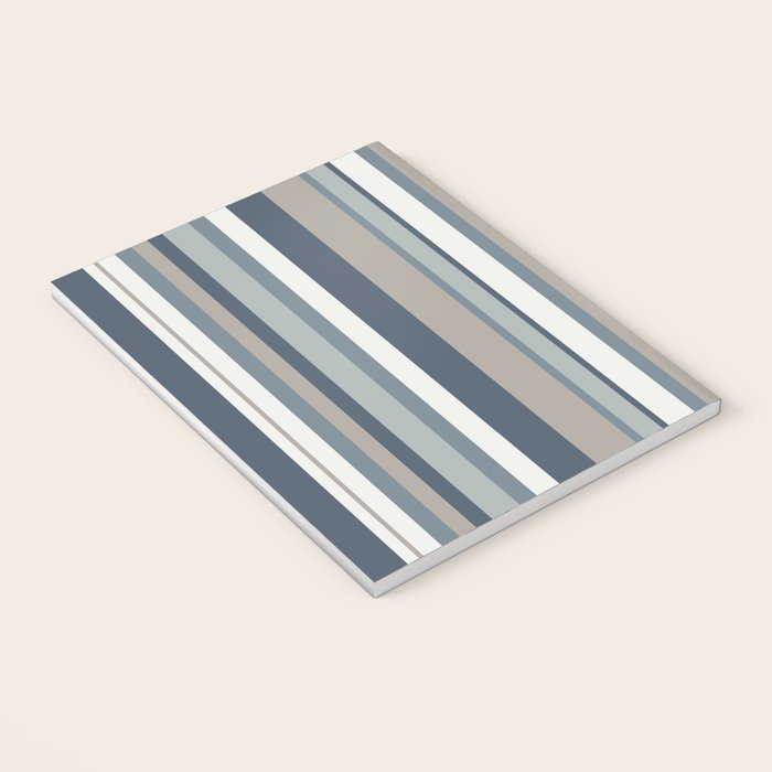 Vertical Stripes in Neutral Blue Gray Shades Notebook Gallery Image 3