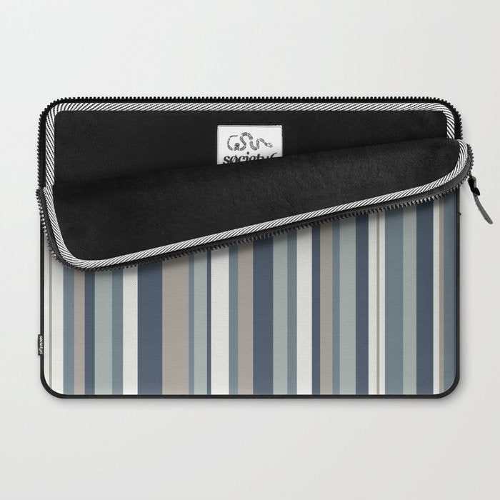 Vertical Stripes in Neutral Blue Gray Shades Laptop Sleeve Gallery Image 2