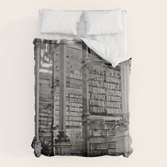 A Book Lover's Dream - Cincinnati Public Library black and white photographs / black and white photo Duvet Cover Gallery Image 1