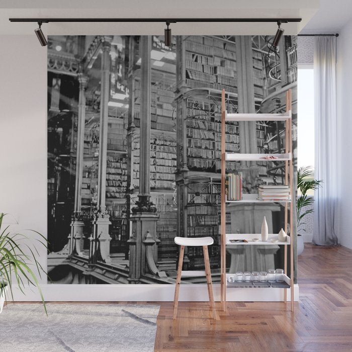 A Book Lover's Dream - Cincinnati Public Library black and white photographs / black and white photo Wall Mural Gallery Image 1