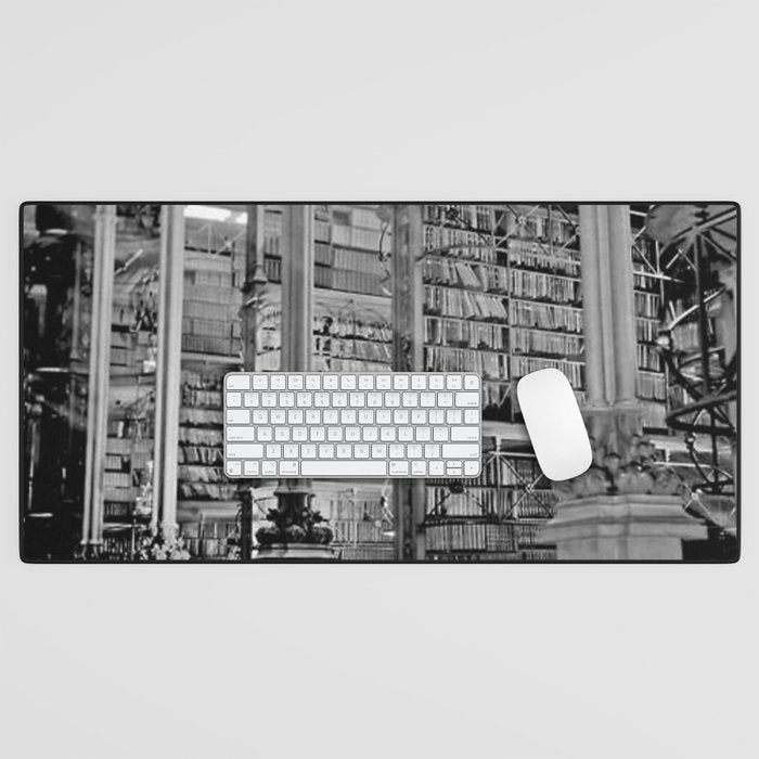 A Book Lover's Dream - Cincinnati Public Library black and white photographs / black and white photo Desk Mat Gallery Image 1
