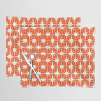 Midcentury Modern Atomic Starburst Pattern in Orange and White Placemat Gallery Image 1