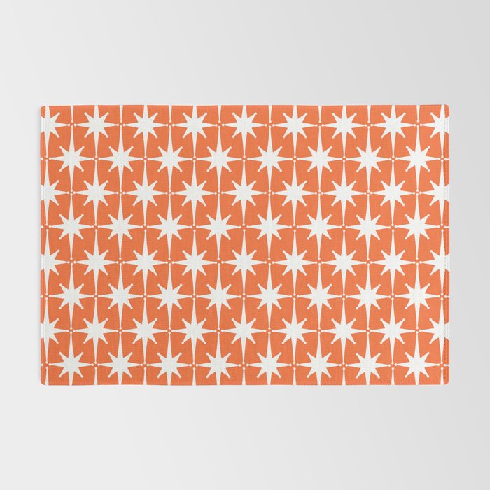 Midcentury Modern Atomic Starburst Pattern in Orange and White Rug Gallery Image 2