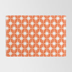 Midcentury Modern Atomic Starburst Pattern in Orange and White Rug Gallery Image 2