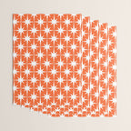 Midcentury Modern Atomic Starburst Pattern in Orange and White Wrapping Paper Gallery Image 3