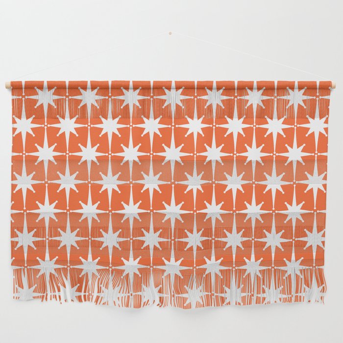 Midcentury Modern Atomic Starburst Pattern in Orange and White Wall Hanging Gallery Image 1