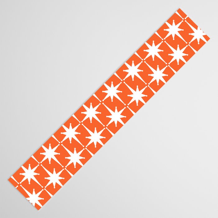Midcentury Modern Atomic Starburst Pattern in Orange and White Table Runner Gallery Image 3