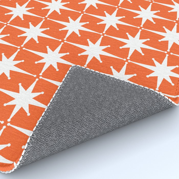 Midcentury Modern Atomic Starburst Pattern in Orange and White Rug Gallery Image 4
