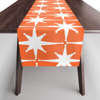 Midcentury Modern Atomic Starburst Pattern in Orange and White Table Runner Gallery Image 1