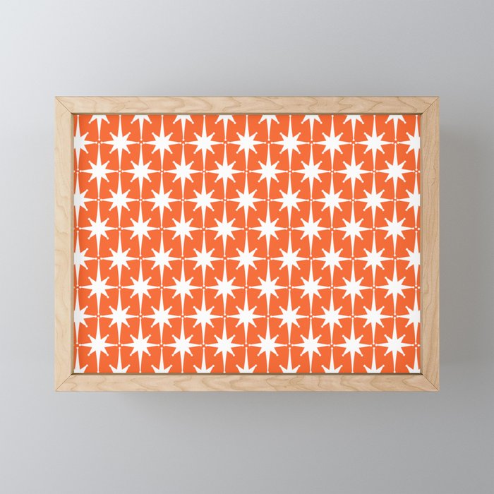 Midcentury Modern Atomic Starburst Pattern in Orange and White Mini Art Print Gallery Image 1