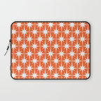 Midcentury Modern Atomic Starburst Pattern in Orange and White Laptop Sleeve Gallery Image 1
