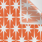 Midcentury Modern Atomic Starburst Pattern in Orange and White Wall Tapestry Gallery Image 3