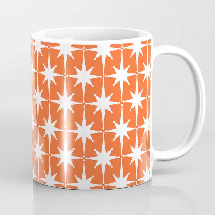 Midcentury Modern Atomic Starburst Pattern in Orange and White Coffee Mug Gallery Image 1