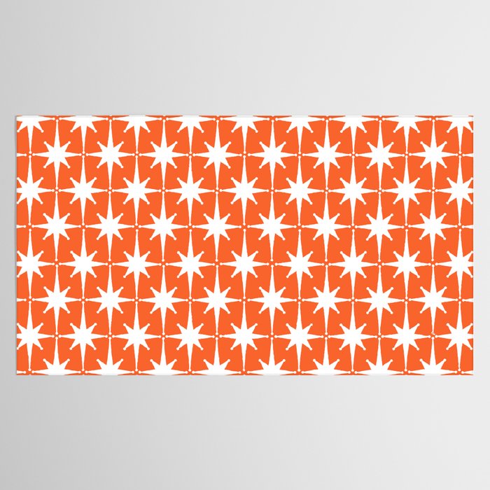 Midcentury Modern Atomic Starburst Pattern in Orange and White Tablecloth Gallery Image 2