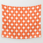 Midcentury Modern Atomic Starburst Pattern in Orange and White Wall Tapestry Gallery Image 4