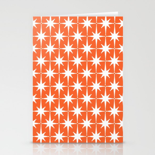 Midcentury Modern Atomic Starburst Pattern in Orange and White Stationery Card Gallery Image 1