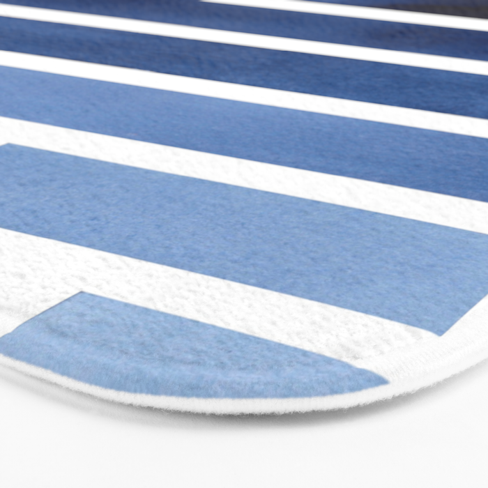 Navy Purple Blue Midcentury Modern Minimalist Staggered Stripes Rectangle Geometric Aztec Pattern Wa Bath Mat Gallery Image 3