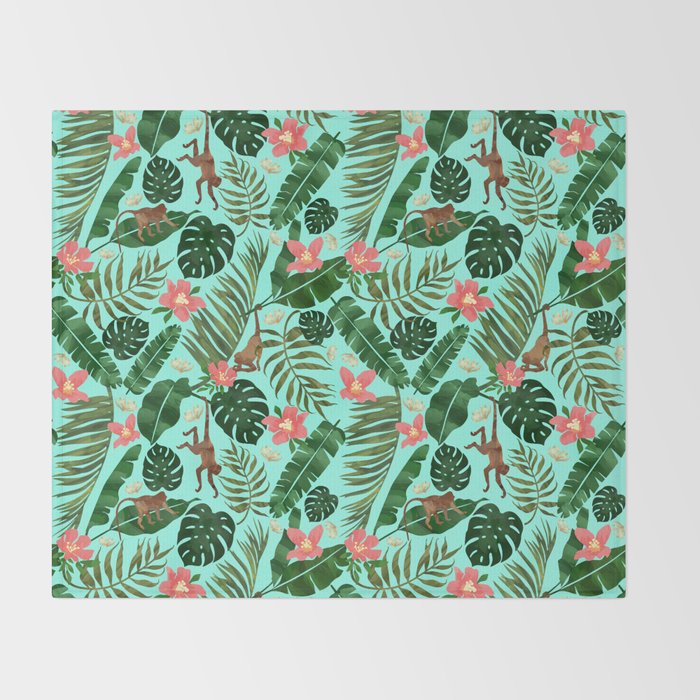 Tropical Garden - Mint Throw Blanket Gallery Image 2