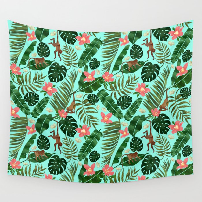 Tropical Garden - Mint Wall Tapestry Gallery Image 4