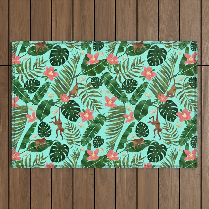 Tropical Garden - Mint Outdoor Rug Gallery Image 1