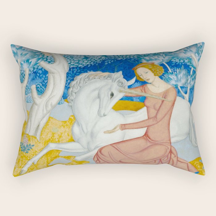 The Maid and the Unicorn - Edmund Dulac - 1938  Rectangular Pillow Gallery Image 2