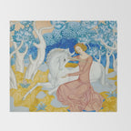 The Maid and the Unicorn - Edmund Dulac - 1938  Throw Blanket Gallery Image 2